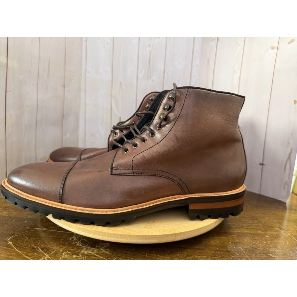 Gordon Rush Men's Brown Leather Cap Toe Lace Up Ankle‎ Boots Lug Sole Size 10.5